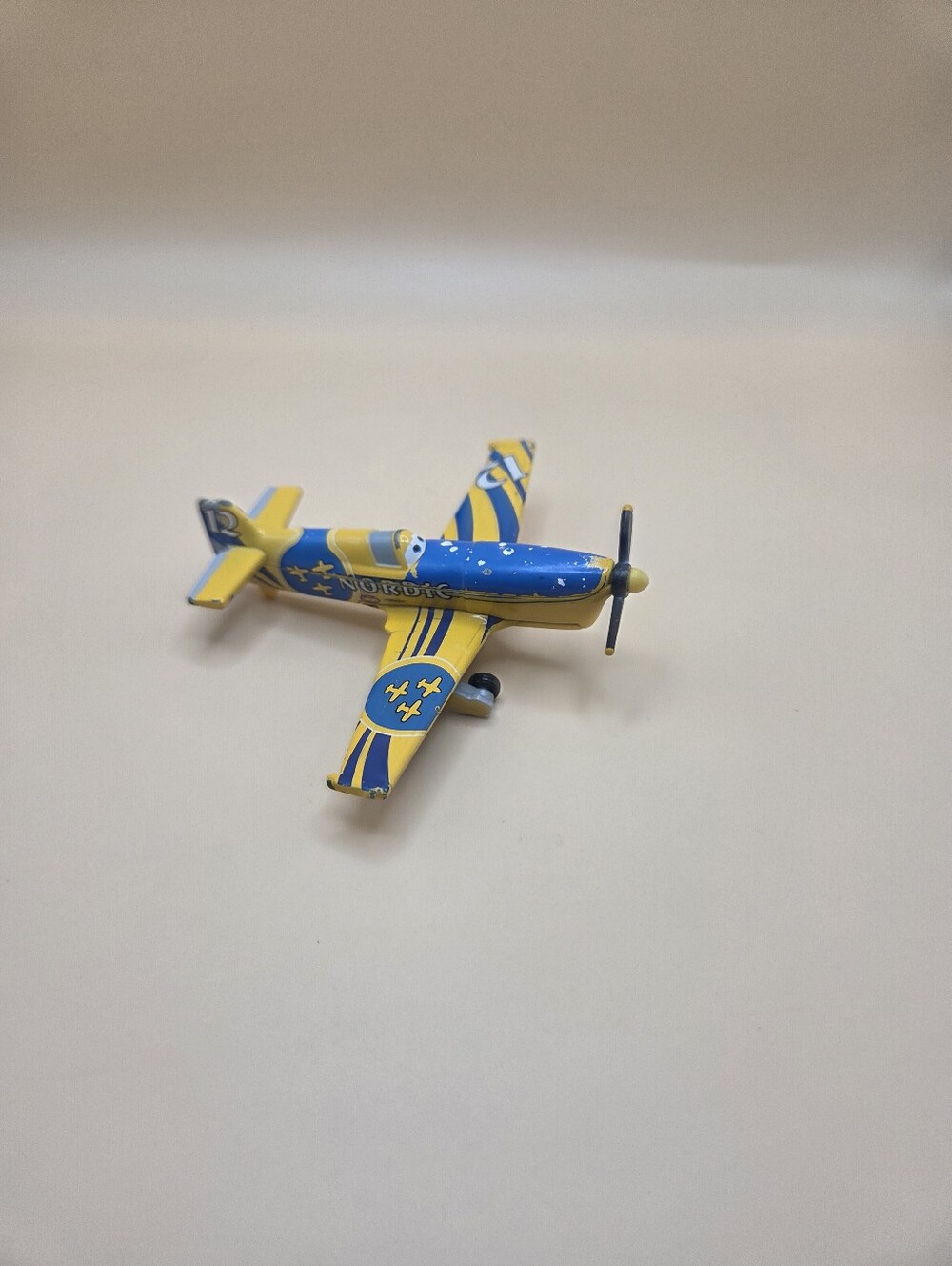 Disney Planes Diecast #12 Gunnar Viking - Yellow & Blue Nordic Race Plane